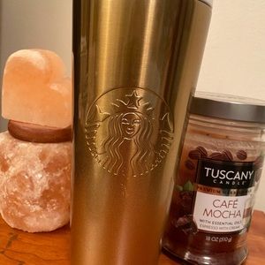 All gold ombre Starbucks metal tumbler.
